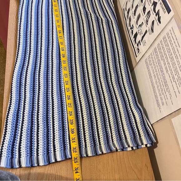 C & C California Blue White Crochet Halter Style Swim Cover Up Mini Dress Beach - Picture 7 of 9